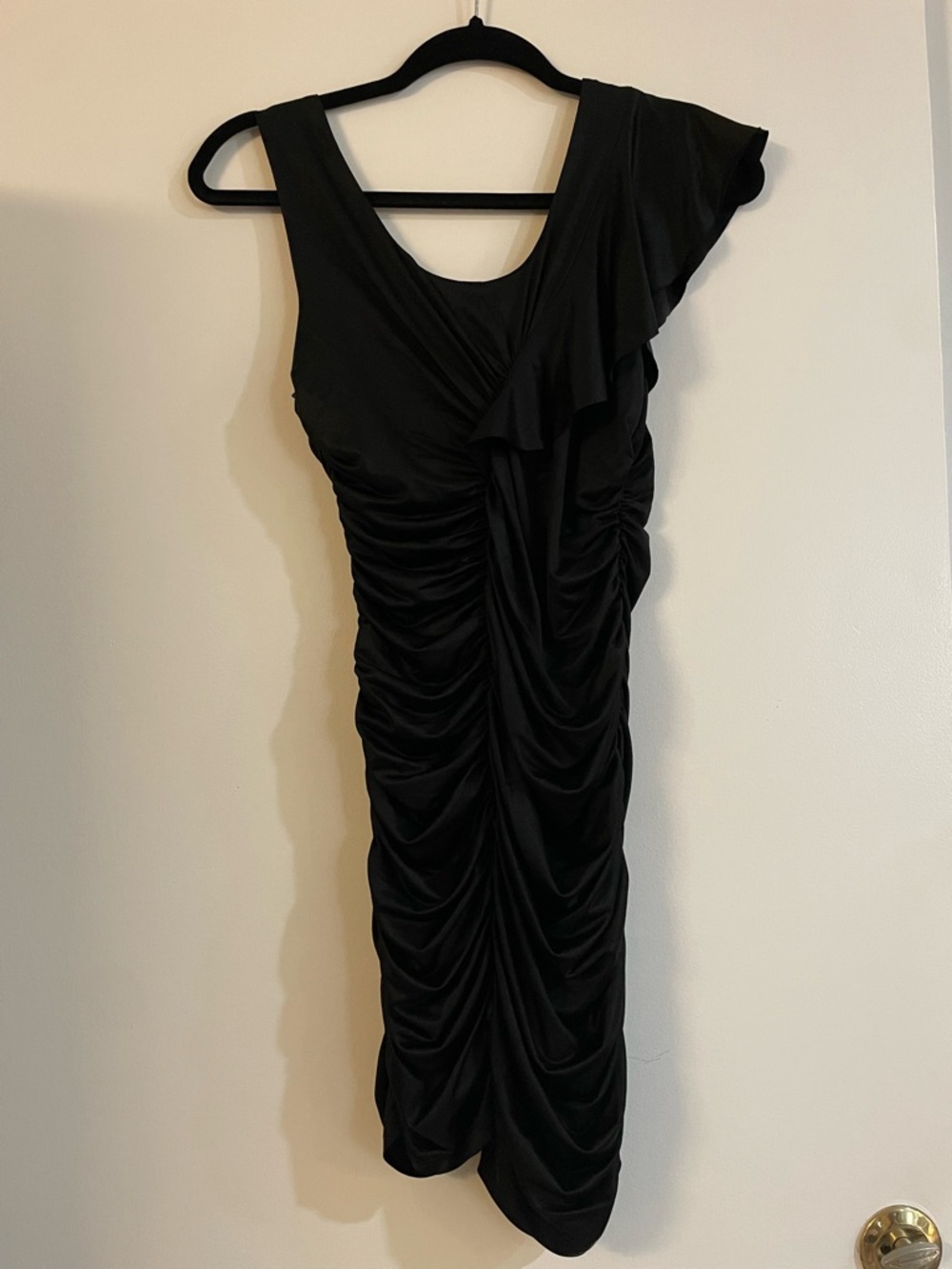 bebe Black Bodycon Ruffle Ruched Dress - Picture 5 of 7